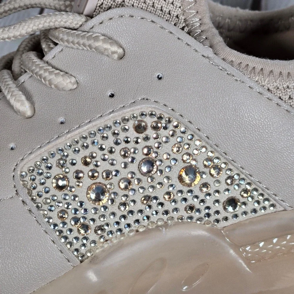 Steve Madden Women's Vance Beige‎ Rhinestone Chunky Sole Sneakers Shoes Size 6.5